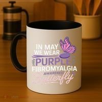 In May We Wear Purple Fibromyalgia Awareness Butterfly Coffee Mug thumb 4