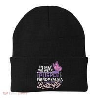 In May We Wear Purple Fibromyalgia Awareness Butterfly Beanie thumb 0