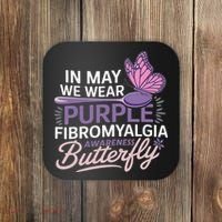 In May We Wear Purple Fibromyalgia Awareness Butterfly Coaster thumb 0
