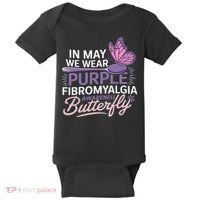 In May We Wear Purple Fibromyalgia Awareness Butterfly Baby Bodysuit thumb 0