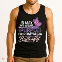 In May We Wear Purple Fibromyalgia Awareness Butterfly Tank Top thumb 3