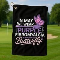 In May We Wear Purple Fibromyalgia Awareness Butterfly Golf Towel thumb 1