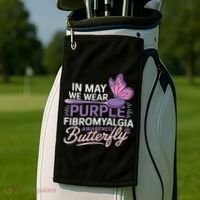 In May We Wear Purple Fibromyalgia Awareness Butterfly Golf Towel thumb 2