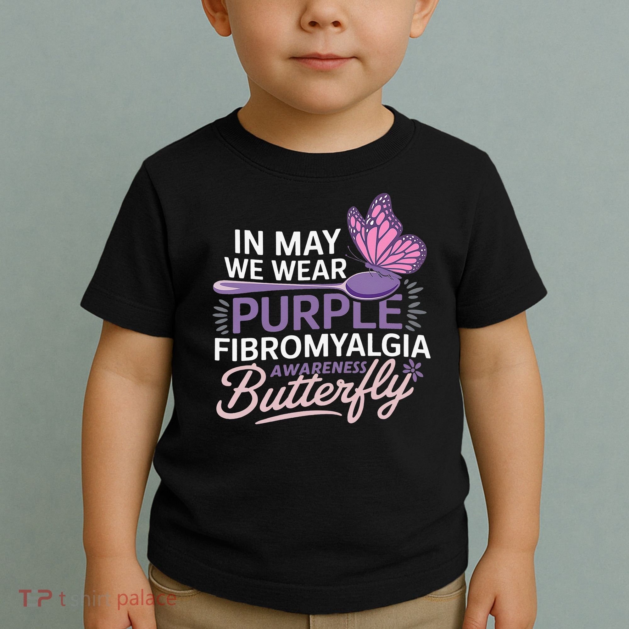 In May We Wear Purple Fibromyalgia Awareness Butterfly Toddler T-Shirt
