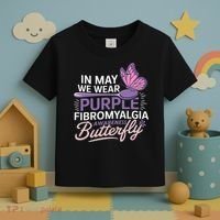 In May We Wear Purple Fibromyalgia Awareness Butterfly Toddler T-Shirt thumb 3