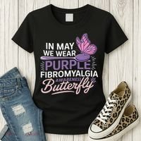In May We Wear Purple Fibromyalgia Awareness Butterfly Women's T-Shirt thumb 3