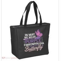 In May We Wear Purple Fibromyalgia Awareness Butterfly Tote Bag thumb 2