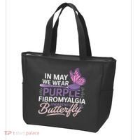 In May We Wear Purple Fibromyalgia Awareness Butterfly Tote Bag thumb 3