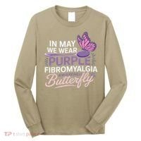 In May We Wear Purple Fibromyalgia Awareness Butterfly Long Sleeve Shirt thumb 0