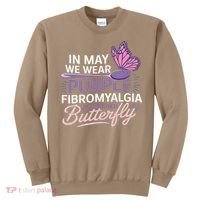 In May We Wear Purple Fibromyalgia Awareness Butterfly Sweatshirt thumb 0
