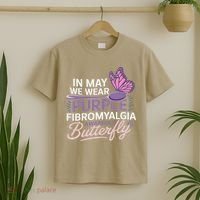 In May We Wear Purple Fibromyalgia Awareness Butterfly T-Shirt thumb 2
