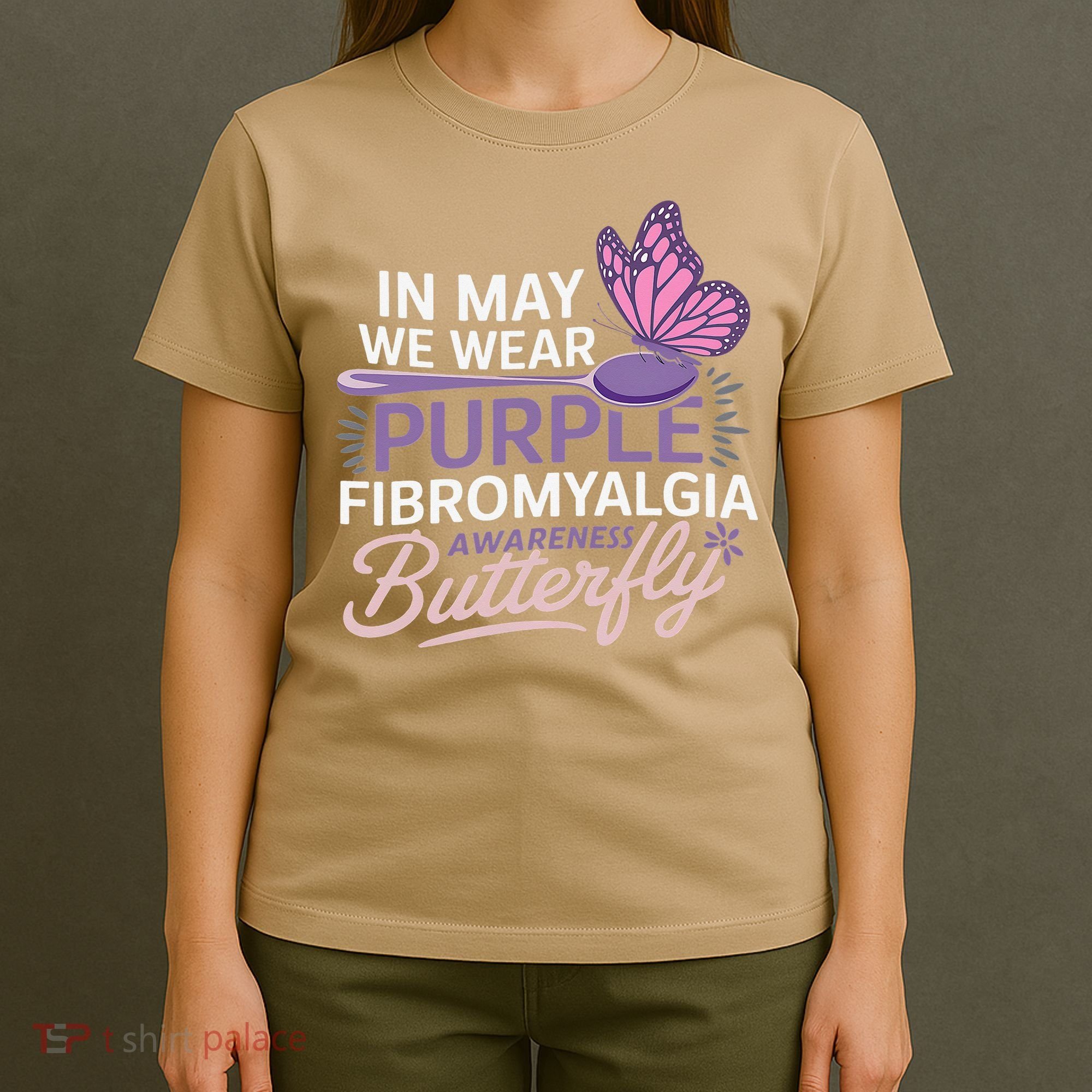 In May We Wear Purple Fibromyalgia Awareness Butterfly T-Shirt