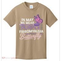 In May We Wear Purple Fibromyalgia Awareness Butterfly Kids T-Shirt thumb 0