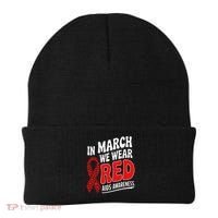 In March We Wear Red HIV AIDS Awareness Aids Hiv Warrior Beanie thumb 0