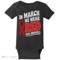 In March We Wear Red HIV AIDS Awareness Aids Hiv Warrior Baby Bodysuit thumb 0