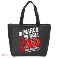 In March We Wear Red HIV AIDS Awareness Aids Hiv Warrior Tote Bag thumb 0