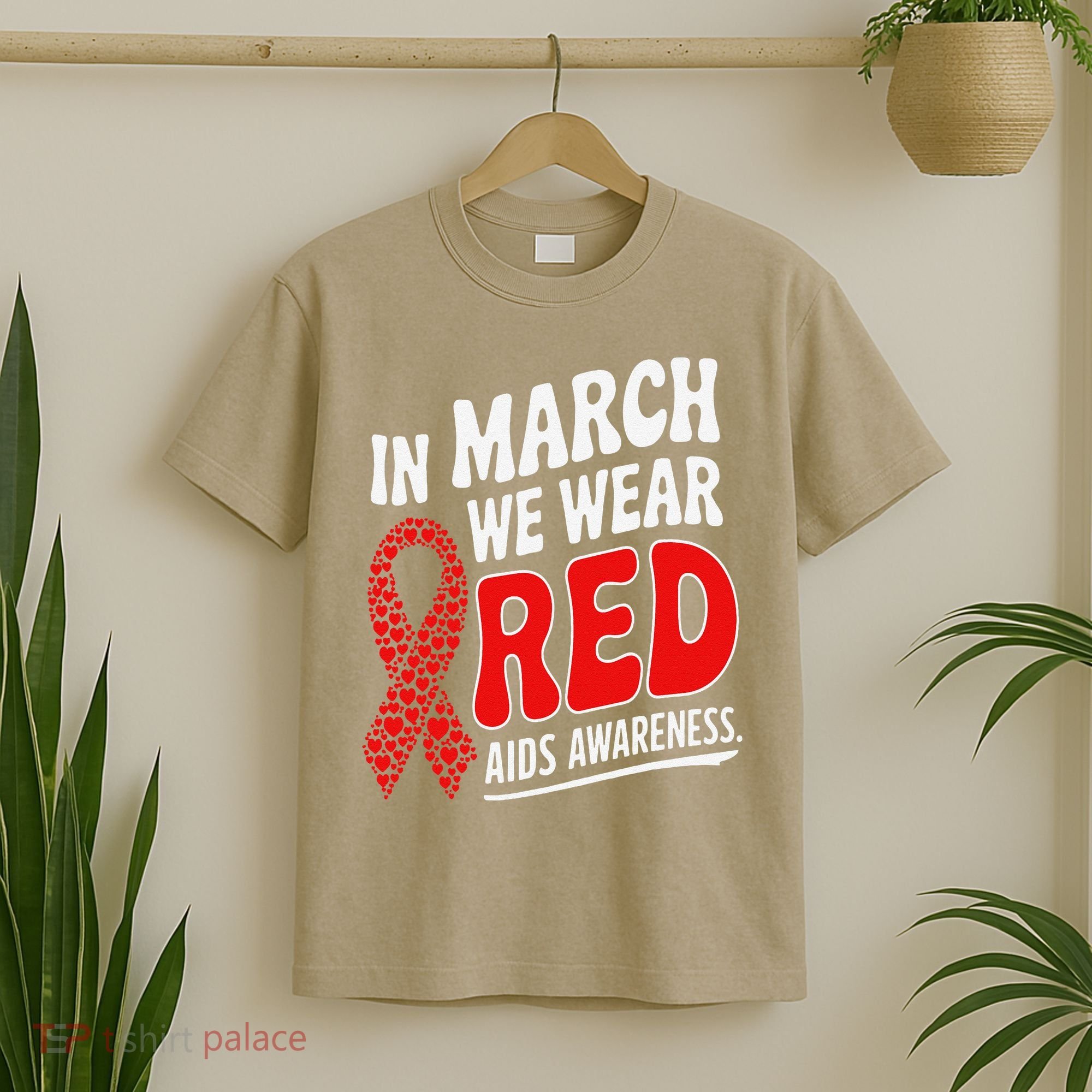 In March We Wear Red HIV AIDS Awareness Aids Hiv Warrior T-Shirt