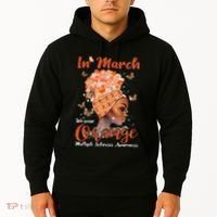 In March We Wear Orange Multiple Sclerosis Afro Black Wo Hoodie thumb 2