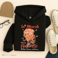 In March We Wear Orange Multiple Sclerosis Afro Black Wo Hoodie thumb 4