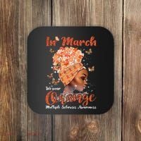 In March We Wear Orange Multiple Sclerosis Afro Black Wo Coaster thumb 0