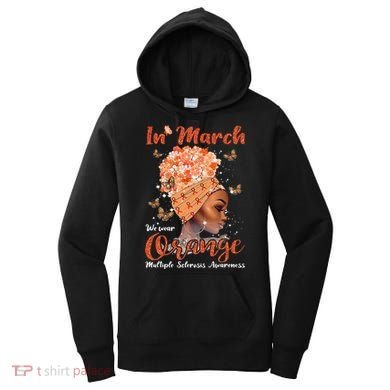 In March We Wear Orange Multiple Sclerosis Afro Black Wo Women's Hoodie