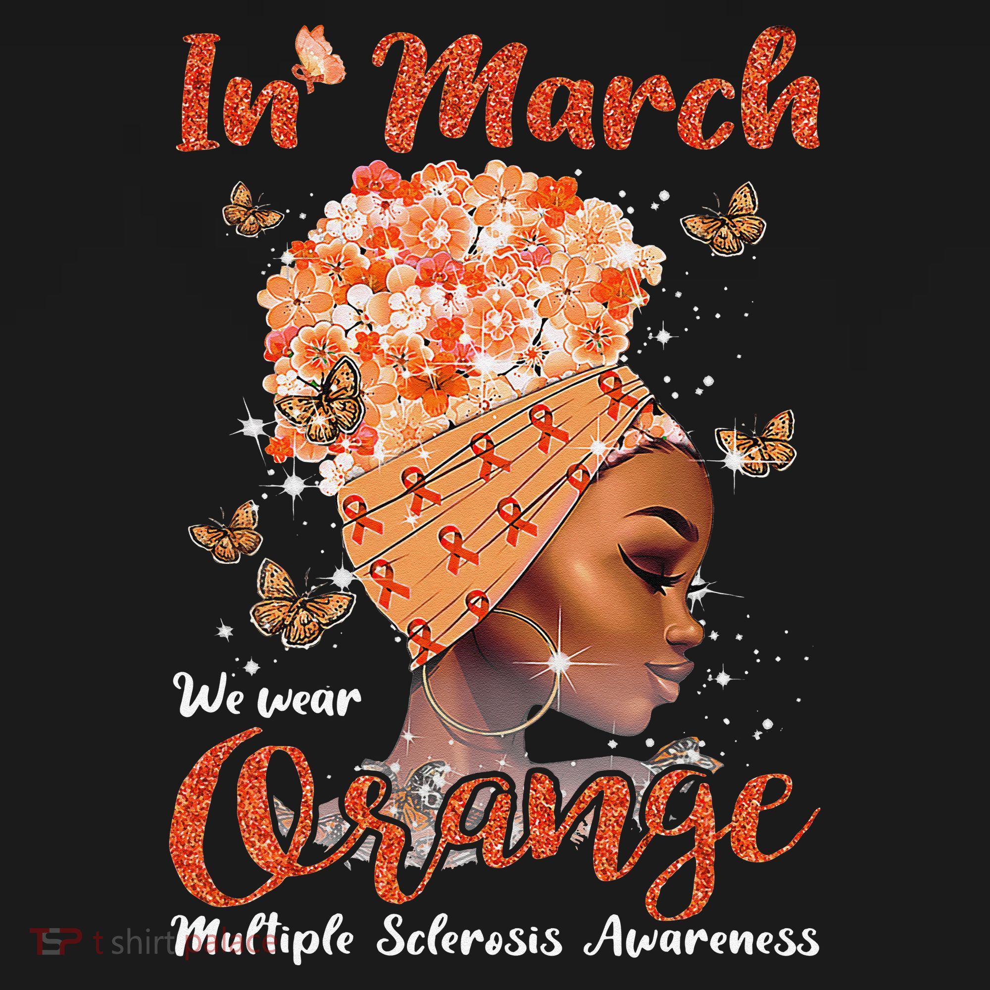 In March We Wear Orange Multiple Sclerosis Afro Black Wo Mousepad