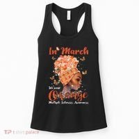 In March We Wear Orange Multiple Sclerosis Afro Black Wo Women's Tank Top thumb 0