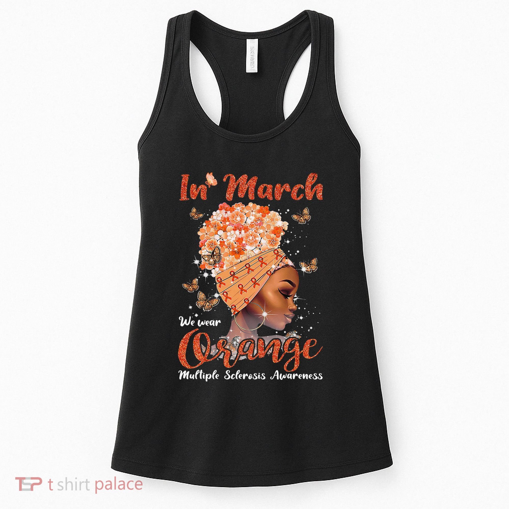 In March We Wear Orange Multiple Sclerosis Afro Black Wo Women's Tank Top