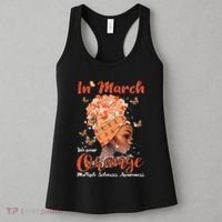 In March We Wear Orange Multiple Sclerosis Afro Black Wo Women's Tank Top thumb 3