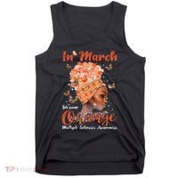 In March We Wear Orange Multiple Sclerosis Afro Black Wo Tank Top thumb 0