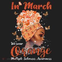 In March We Wear Orange Multiple Sclerosis Afro Black Wo Golf Towel thumb 3
