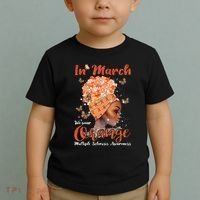 In March We Wear Orange Multiple Sclerosis Afro Black Wo Toddler T-Shirt thumb 2