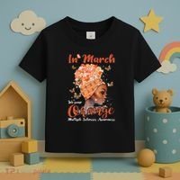 In March We Wear Orange Multiple Sclerosis Afro Black Wo Toddler T-Shirt thumb 3
