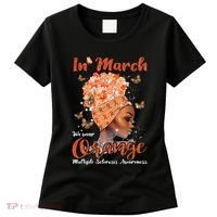 In March We Wear Orange Multiple Sclerosis Afro Black Wo Women's T-Shirt thumb 0