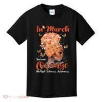 In March We Wear Orange Multiple Sclerosis Afro Black Wo Kids T-Shirt thumb 0