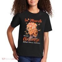 In March We Wear Orange Multiple Sclerosis Afro Black Wo Kids T-Shirt thumb 2