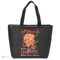 In March We Wear Orange Multiple Sclerosis Afro Black Wo Tote Bag thumb 0