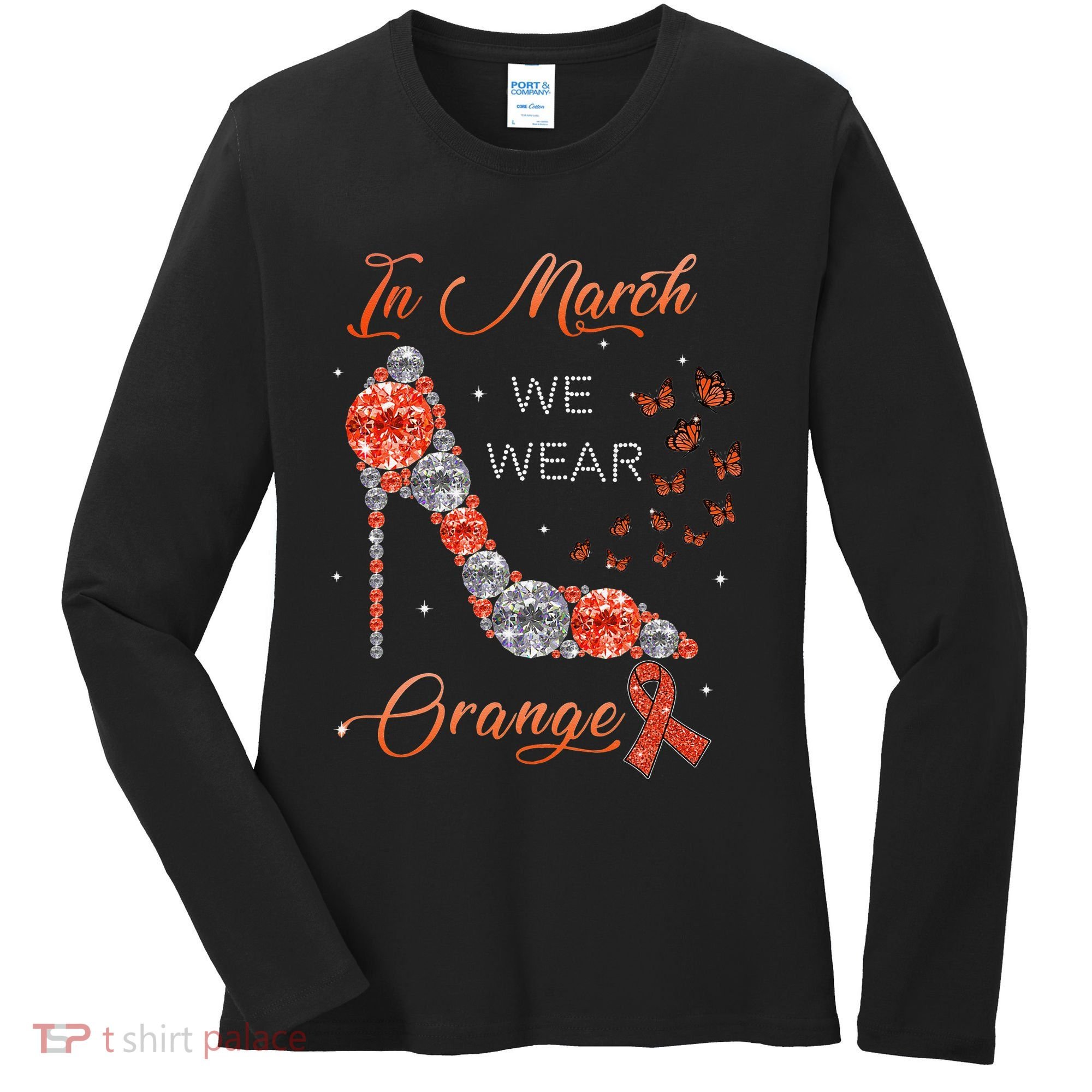 In march we wear orange multiple sclerosis awareness month Women's Long Sleeve Shirt