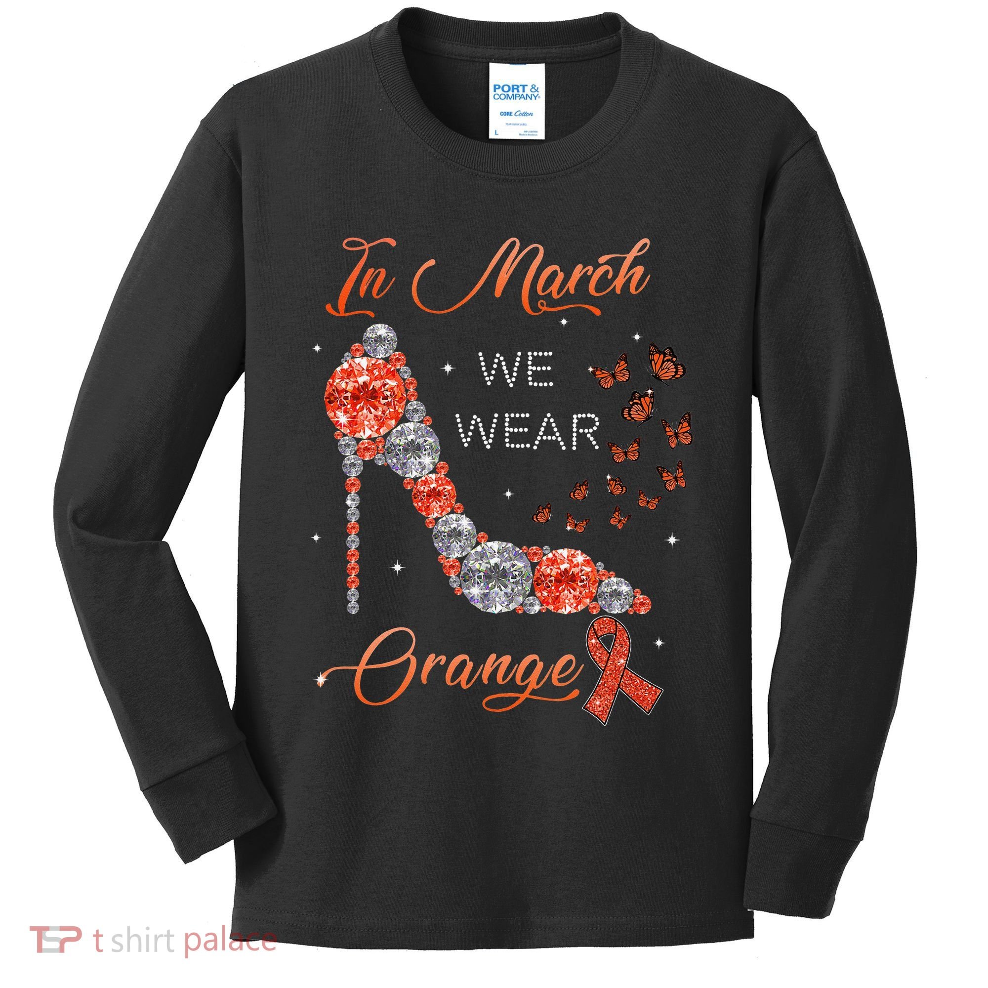 In march we wear orange multiple sclerosis awareness month Kids Long Sleeve Shirt