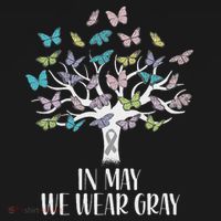 In May We Wear Gray Brain Cancer Awareness Butterfly Tree Apron thumb 3