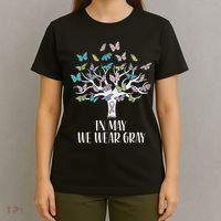 In May We Wear Gray Brain Cancer Awareness Butterfly Tree T-Shirt thumb 4