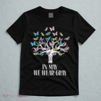 In May We Wear Gray Brain Cancer Awareness Butterfly Tree T-Shirt thumb 5