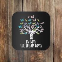 In May We Wear Gray Brain Cancer Awareness Butterfly Tree Coaster thumb 0