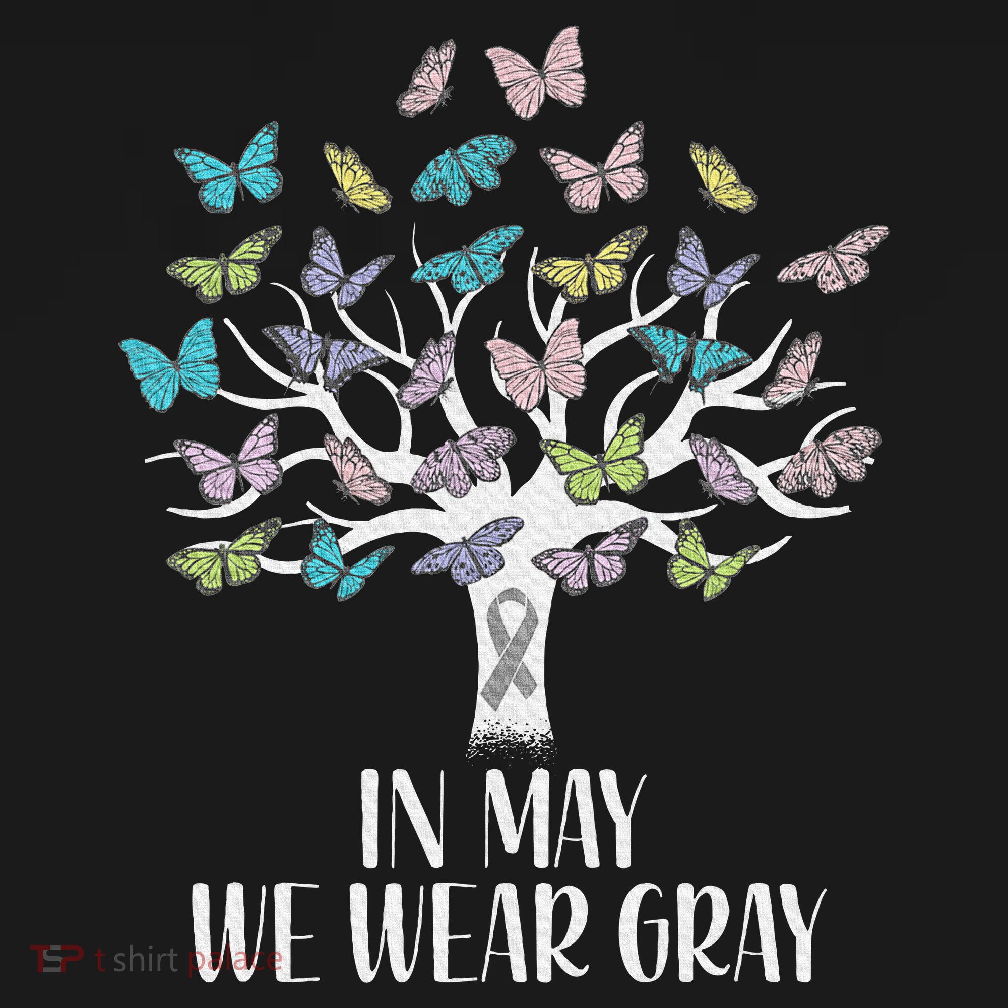 In May We Wear Gray Brain Cancer Awareness Butterfly Tree Mousepad