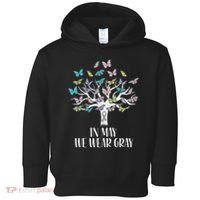 In May We Wear Gray Brain Cancer Awareness Butterfly Tree Toddler Hoodie thumb 0