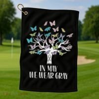 In May We Wear Gray Brain Cancer Awareness Butterfly Tree Golf Towel thumb 1