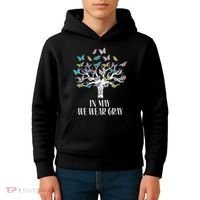 In May We Wear Gray Brain Cancer Awareness Butterfly Tree Kids Hoodie thumb 4
