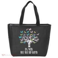 In May We Wear Gray Brain Cancer Awareness Butterfly Tree Tote Bag thumb 0