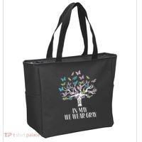 In May We Wear Gray Brain Cancer Awareness Butterfly Tree Tote Bag thumb 2