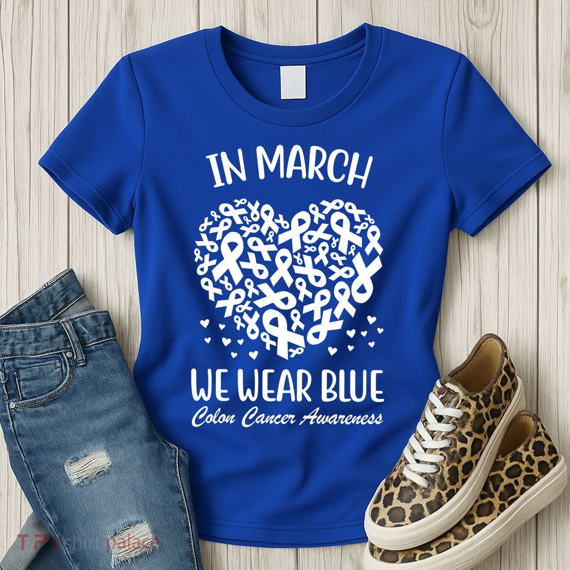 In March We Wear Blue Colon Cancer Awareness Women's T-Shirt